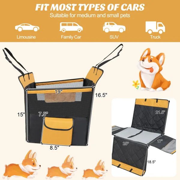 Dog Car Seat Cover with Mesh Window