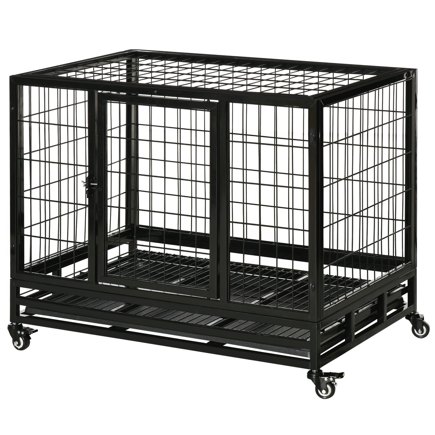 36-Inch Heavy Duty Dog Crates with Removable Tray - Black