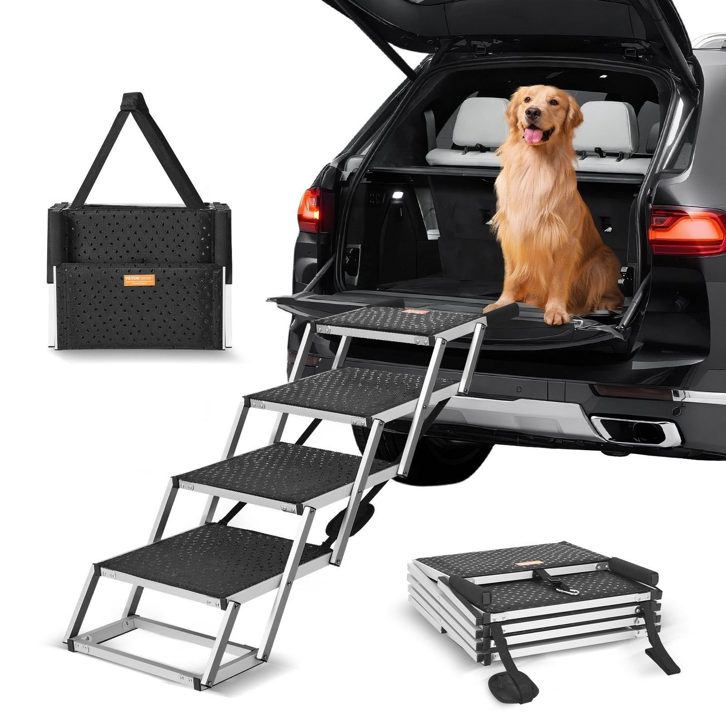 4-step Folding Dog Steps for Cars - up to 150lbs
