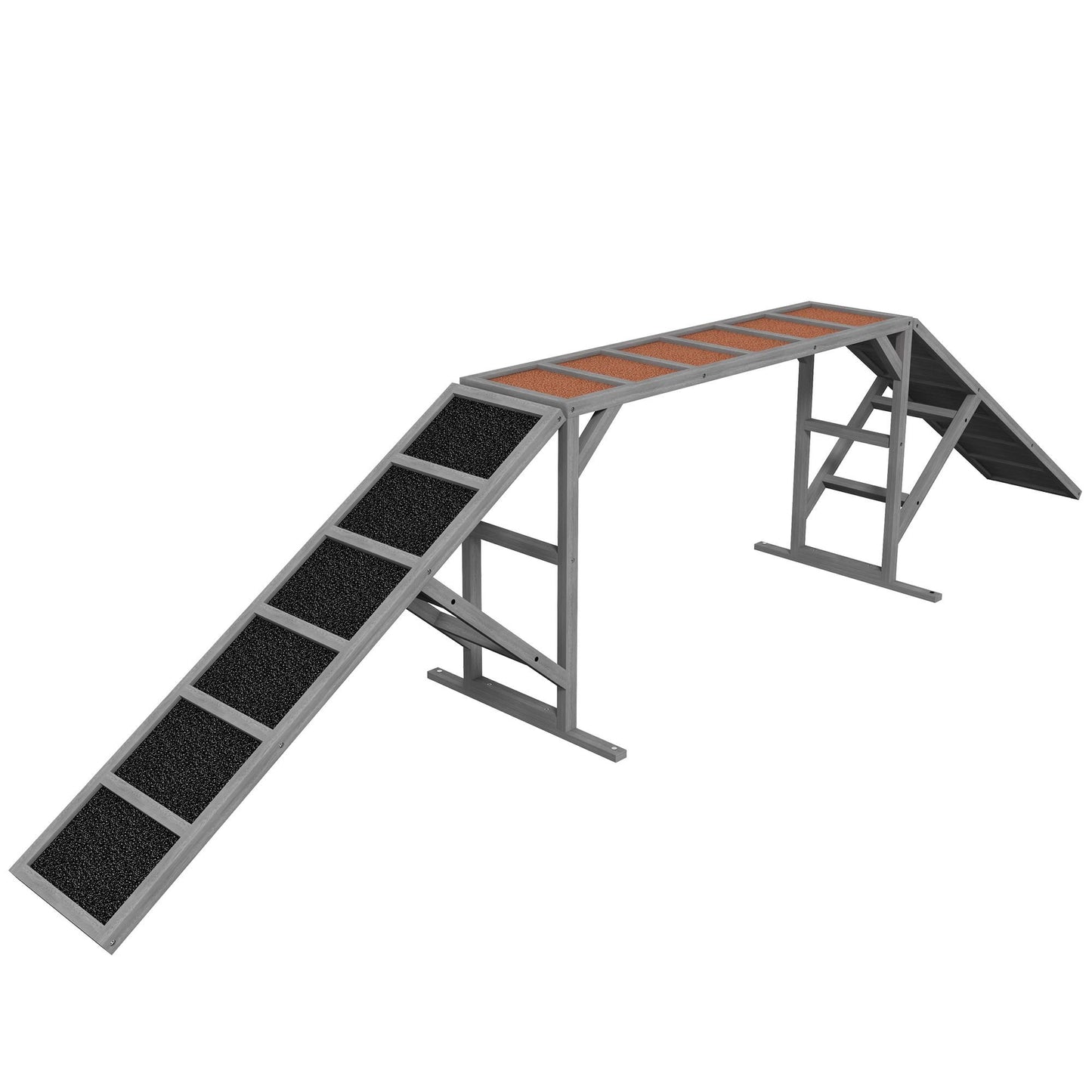 Course Pieces Dog Agility Ramp with Safety Bar - Gray