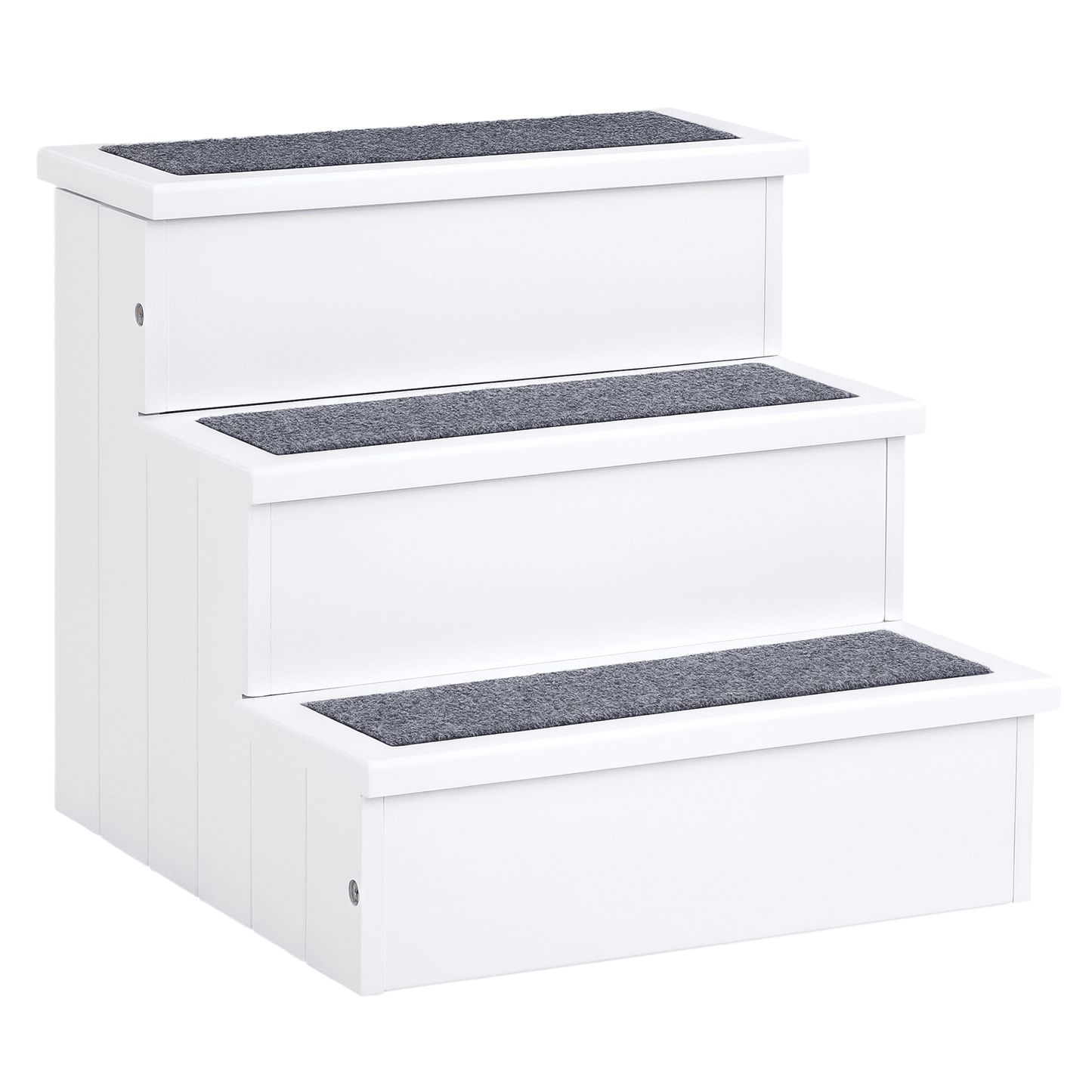 3-Step Wooden Carpeted Non Slip Dog Stairs - White