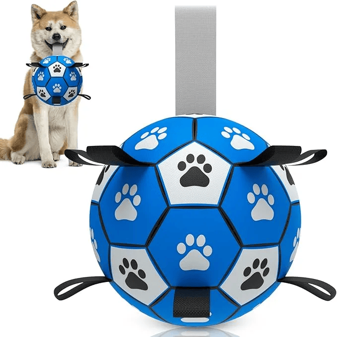Dog Fetch Toys - 6" Soccer Ball with Straps