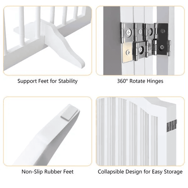 80" x 27.5" Arched Folding Freestanding Dog Gates - White