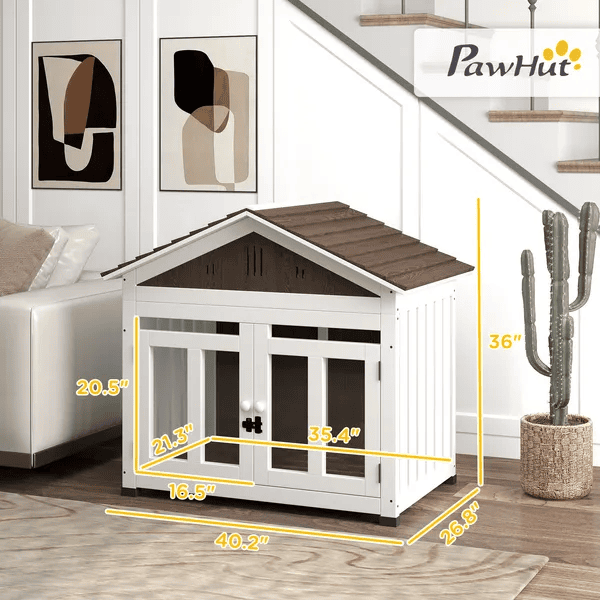 40" Wooden Furniture Style Dog Crates with Elevated Removable Floor