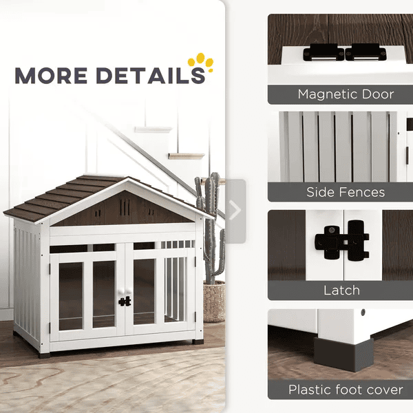 40" Wooden Furniture Style Dog Crates with Elevated Removable Floor
