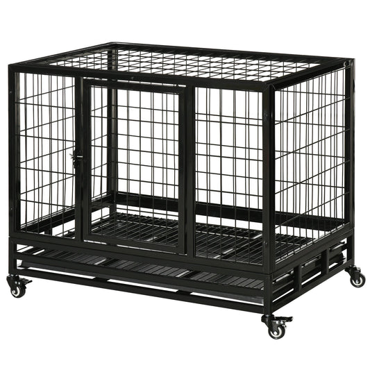 36-Inch Heavy Duty Dog Crates with Removable Tray - Black