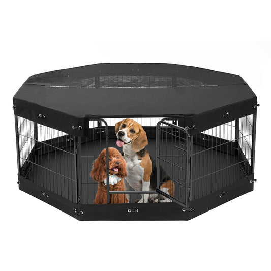 Covered Indoor Dog Pens with 8 Foldable Panels