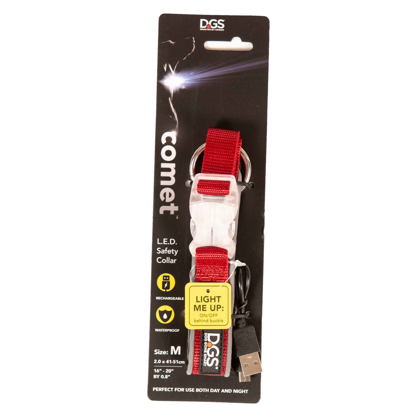 Comet Rechargeable Light-Up Flat Dog Collars