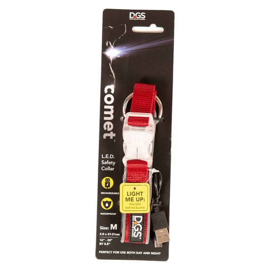 Comet Rechargeable Light-Up Flat Dog Collars