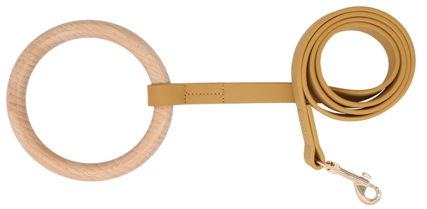 Beechwood and Leather Designer Flat Dog Leash