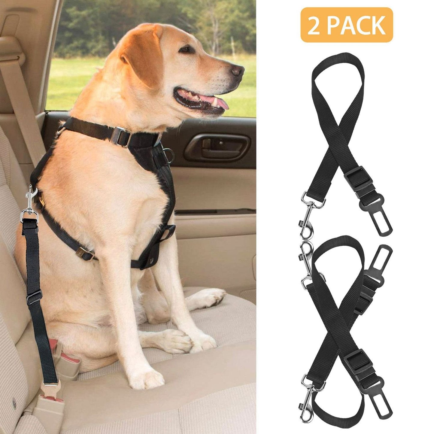 2 Pcs Adjustable Seat Belt Restraints For Dogs
