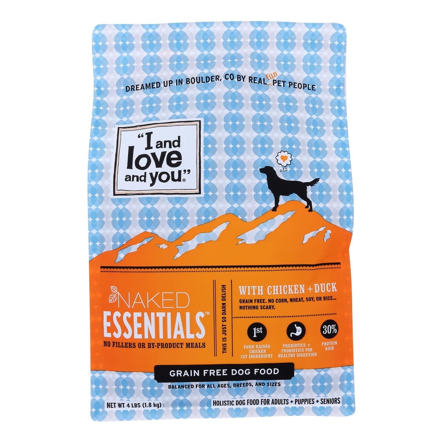 4 x 4 Lb I And Love And You - Dry Adult Dog Food Bag