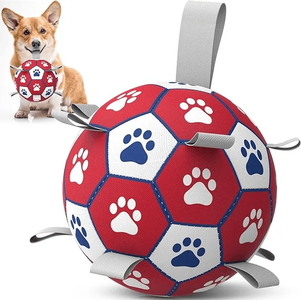 Dog Fetch Toys -  6" Soccer Ball with Straps