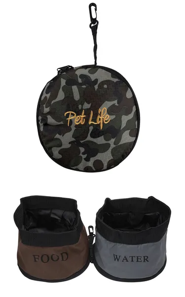 Double Food and Water Dog Travel Bowls