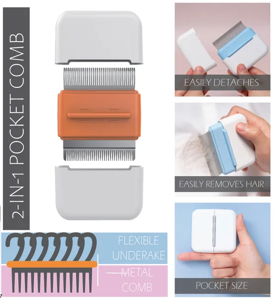 2-in-1 Travel  Stainless Steel Dog Comb